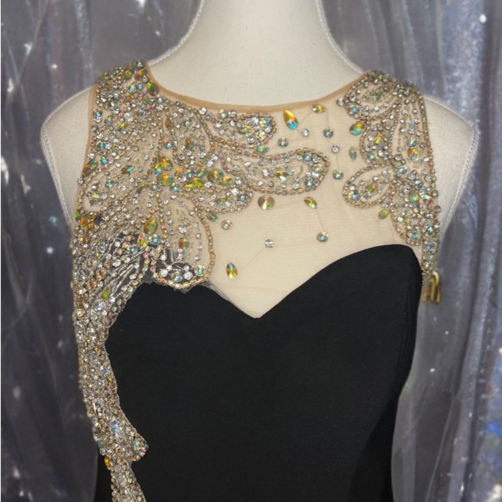 Elegant Black Dress with Gold Embellishments